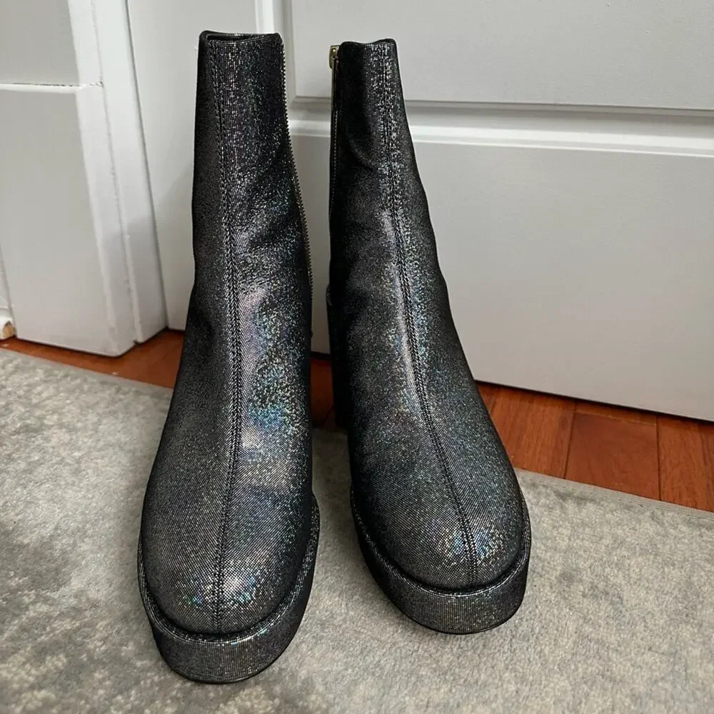 NWT 3.1 Phillip Lim Women's Naomi Shimmery Platform Booties in Gray Size US 9.5